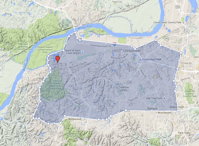 commercial snow removal chesterfield mo map